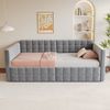 Merax Einzelbett Daybett 90 x 190cm Polsterbett Schlafsofa, Staufächer an den Bettseiten, 2 Schubladen unter dem Bett, Samtstoff, Grau Bild 3
