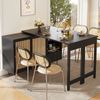 Tischschrank erweiterbar und 360° drehbar mit Retro-Rattantüren, Sideboard-Buffet mit Stauraum, Esstisch Küchenregal, 71.4cmx107cmx40cm, Schwarz Bild 2