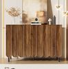 Sideboard mit Wellentüren & verstellbaren Regalen, Walnuss-Optik, 120x35x80 cm Bild 2