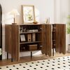 Sideboard mit Wellentüren & verstellbaren Regalen, Walnuss-Optik, 120x35x80 cm Bild 5
