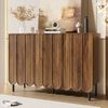 Sideboard mit Wellentüren & verstellbaren Regalen, Walnuss-Optik, 120x35x80 cm Bild 4