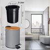 VMbathrooms 3L Kosmetikeimer in edlem grauem Design | Tretmülleimer mit Absenkautomatik (Soft Close) | Eleganter Eimer fürs Bad mit Innenbehälter und Bambus-Holzdeckel Bild 2