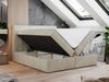 Boxspringbett - Polsterbett mit LED Kopfteil, Matratze & Topper - GOLD-5 - 120x200 cm - Velours beige- H3 Bild 2