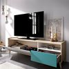 Dmora Axterix TV-Ständer, niedriges Wohnzimmer-Sideboard, Wohnzimmer-Sideboard für Fernseher, 155 x 43 x 47 cm, Eiche und Weiß Bild 4
