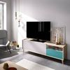 Dmora Axterix TV-Ständer, niedriges Wohnzimmer-Sideboard, Wohnzimmer-Sideboard für Fernseher, 155 x 43 x 47 cm, Eiche und Weiß Bild 2