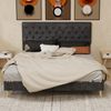 Flieks Polsterbett 160x200cm, Doppelbett mit Nietendesign Kopfteil, Samt, Grau Bild 2