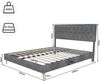 Flieks Polsterbett 160x200cm, Doppelbett mit Nietendesign Kopfteil, Samt, Grau Bild 4