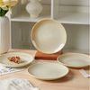 JIWOO Teller 4er Ø19,5cm, Speiseteller Steakteller Dessertteller Pastateller Plate, (4 St), Keramik Hochwertiges Tellerset Braun Mikrowellenofen Spülmaschine Bild 2