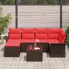 vidaXL Gartensofa-set mit Kissen 7 pcs Braun Poly-Rattan 3345444 Bild 3