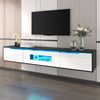 TV-Schrank B 180 x T 35 x H 30 cm in Schwarz-Weiß, Hochglanz mit LED-Beleuchtung Bild 1
