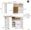 Sideboard 138-204x39x104 cm, drehbar & ausziehbar, MDF mit Bogentür aus gehärtetem Glas, 2 Schubladen,Weiß Bild 5