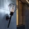 Wandlampe, Fackel, Gitter Design, schwarz H 28,5 cm Bild 5