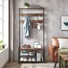 Vasagle Garderobenständer, Kleiderständer, Garderobe mit 9 abnehmbaren Haken, Schuhregal, für kleine Wohnungen, Flur, Industrie-Design, vintagebraun-schwarz, von Songmics HSR409B01 Bild 3