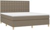 vidaXL Boxspringbett mit Matratze & LED Taupe 160x200 cm Stoff 3135769 Bild 3