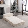 Schlafsofa 64x92x92 cm in Weiß, klappbar mit Chenille-Bezug, Schaumstoff- und Federkomfort, modular wandelbar Bild 2