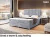 MEBLINI Boxspringbett ASTON 140x200 cm mit Bettkasten - H3/Hellgrau Samt Polsterbett - Doppelbett mit Topper & Taschenfederkern-Matratze Bild 4