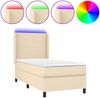 vidaXL Boxspringbett mit Matratze & LED Stoff Creme 90x190 cm Bild 2