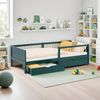 Kinderbett 90x200 cm mit Matratze 2 Bettkästen Rausfallschutz Grün Holzbett Einzelbett Gitterbett Massiv Holzbettrahmen Bild 2