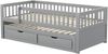 Merax Kinderbett 90x200cm mit Ausziehbett 90x190cm, Holzbett Klassisches Bett mit 2 Schubladen, Einzelbett Jugendbett mit Rausfallschutz, Grau Bild 5