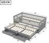 Merax Kinderbett 90x200cm mit Ausziehbett 90x190cm, Holzbett Klassisches Bett mit 2 Schubladen, Einzelbett Jugendbett mit Rausfallschutz, Grau Bild 4