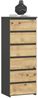 Home Collective Kommode 40 cm breit Holz Highboard Sideboard für Flur Schlafzimmer Wohnzimmer (Mehrzweckschrank Schrank schmal Kommode Schlafzimmer mit Schubladen), Kinderzimmer, 109 cm hoch mit 6 Schubladen Graphit-Artisan Eiche Bild 2