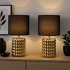 Tischlampe, Keramik Textil Gold, Schwarz, H 33 cm Bild 5