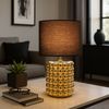 Tischlampe, Keramik Textil Gold, Schwarz, H 33 cm Bild 4