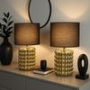 Tischlampe, Keramik Textil Gold, Schwarz, H 33 cm Bild 3