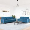 vidaXL 2-tlg. Sofagarnitur mit Kissen Blau Samt 3278480 Bild 3