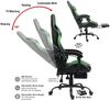 Delman Gaming-Stuhl, Bürostuhl, Schreibtischstuhl, ergonomischer Gaming-Sessel mit Fußstütze, Massage-Lendenkissen, verstellbarer Rückenlehne, Grün Bild 2