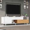 TV-Schrank 180 x 38 x 50 cm in Weiß/Natur, Hochglanz-Front, mit Schublade, Türen und offenen Fächern Bild 4
