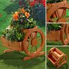 Pflanzkübel mit Wagenräder aus Holz Garten Dekoration Blumentrog Holzkasten Bild 2