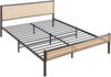 Metallbett Linköping mit rechteckigem Kopfteil 160x200 cm Schwarz/Rattanoptik [en. casa] Bild 4