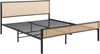 Metallbett Linköping mit rechteckigem Kopfteil 160x200 cm Schwarz/Rattanoptik [en. casa] Bild 2
