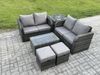Fimous Outdoor Lounge Sofa Set Rattan Gartenmöbel Set mit rechteckigem Couchtisch 2 Kleine Fußhocker Beistelltisch Dunkelgrau Gemischt Bild 2