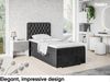 MEBLINI Boxspringbett DALIA 90x200 cm mit Bettkasten - H3/Schwarz Samt Gepolstert Einzelbett mit Topper & Taschenfederkern-Matratze - 90x200 Rechts Bild 2