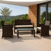 Outdoor Sitzgruppe CINAR - Metall Braun 220x112x79 cm | Gartenloungeset Rattan Gartenessgruppe Gartenmöbelset Stühle Bank Tisch Garten Sitzgruppe Bild 2