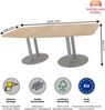 Rheinland Möbel Konferenztisch KONTI 220x103 cm – ovaler Besprechungstisch in Eiche mit silbernen Säulenfüßen & Kabelauslass, Meetingtisch für 6–8 Personen, moderner XXL-Tisch fürs Büro & Besprechungsraum Bild 3