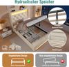 Polsterbett, Einzelbett mit LED-Leuchten Stauraum-Kopfteil USB Typ-C Anschlüssen Hydraulischem Stauraum, Samt, Beige, 90x200cm Bild 3