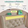 Polsterbett, Einzelbett mit LED-Leuchten Stauraum-Kopfteil USB Typ-C Anschlüssen Hydraulischem Stauraum, Samt, Beige, 90x200cm Bild 5