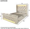 Polsterbett, Einzelbett mit LED-Leuchten Stauraum-Kopfteil USB Typ-C Anschlüssen Hydraulischem Stauraum, Samt, Beige, 90x200cm Bild 2