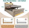 Polsterbett, Einzelbett mit LED-Leuchten Stauraum-Kopfteil USB Typ-C Anschlüssen Hydraulischem Stauraum, Samt, Beige, 90x200cm Bild 4