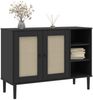 vidaXL Sideboard SENJA Rattan-Optik Schwarz 112x40x80 cm Kiefernholz 358030 Bild 3