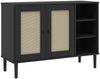 vidaXL Sideboard SENJA Rattan-Optik Schwarz 112x40x80 cm Kiefernholz 358030 Bild 2