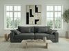 Big-Sofa 290 cm breit Federkern Lounge Couch extratief in Flachgewebe Dunkelgrau Bild 3