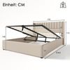 Polsterbett 160×200 cm mit hydraulischem Bettkasten, vertikal gestepptes Kopfteil, Beige Bild 4