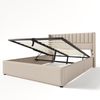 Polsterbett 160×200 cm mit hydraulischem Bettkasten, vertikal gestepptes Kopfteil, Beige Bild 5