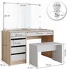 Schminktisch Sherry Weiß/Sonoma 120 cm mit LED Beleuchtung und Bank Vicco Bild 3