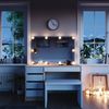 Schminktisch Sherry Weiß/Sonoma 120 cm mit LED Beleuchtung und Bank Vicco Bild 4
