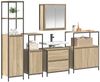 vidaXL Badezimmermöbel-Set mit Regal mit Tür 5 pcs Beige Holzwerkstoff 3328370 Bild 3